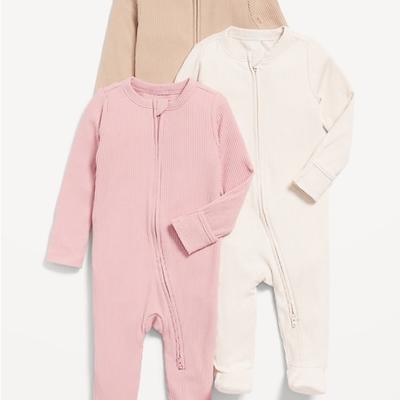 Old Navy 2-Way-Zip Sleep & Play Footed One-Piece 3-Pack for Baby Infant New - Picture 1 of 6
